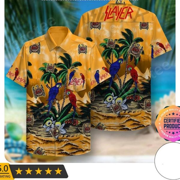 Slayer Parrot Flowers Aloha Hawaiian Shirt