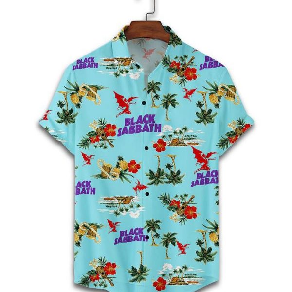 Black Sabbath Rock Band Blue Hawaiian Shirt