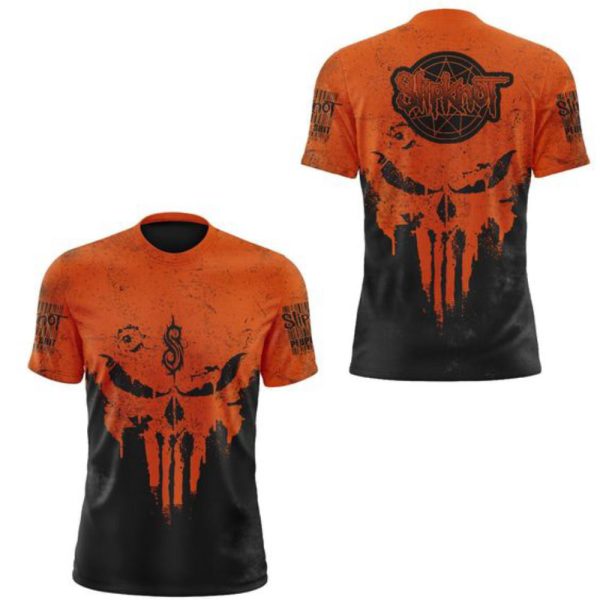 Slipknot Skull Orange Shirt Long Sleeve All Over Print